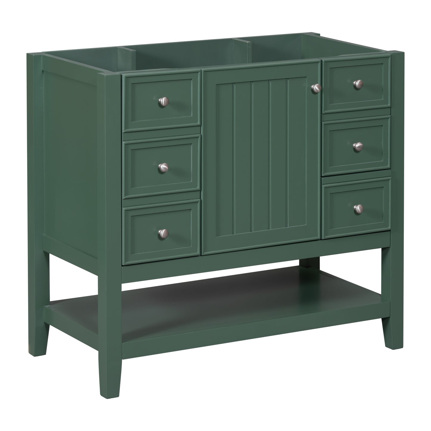 36" Bathroom Vanity, Cabinet Base Only, Three Drawers, Green