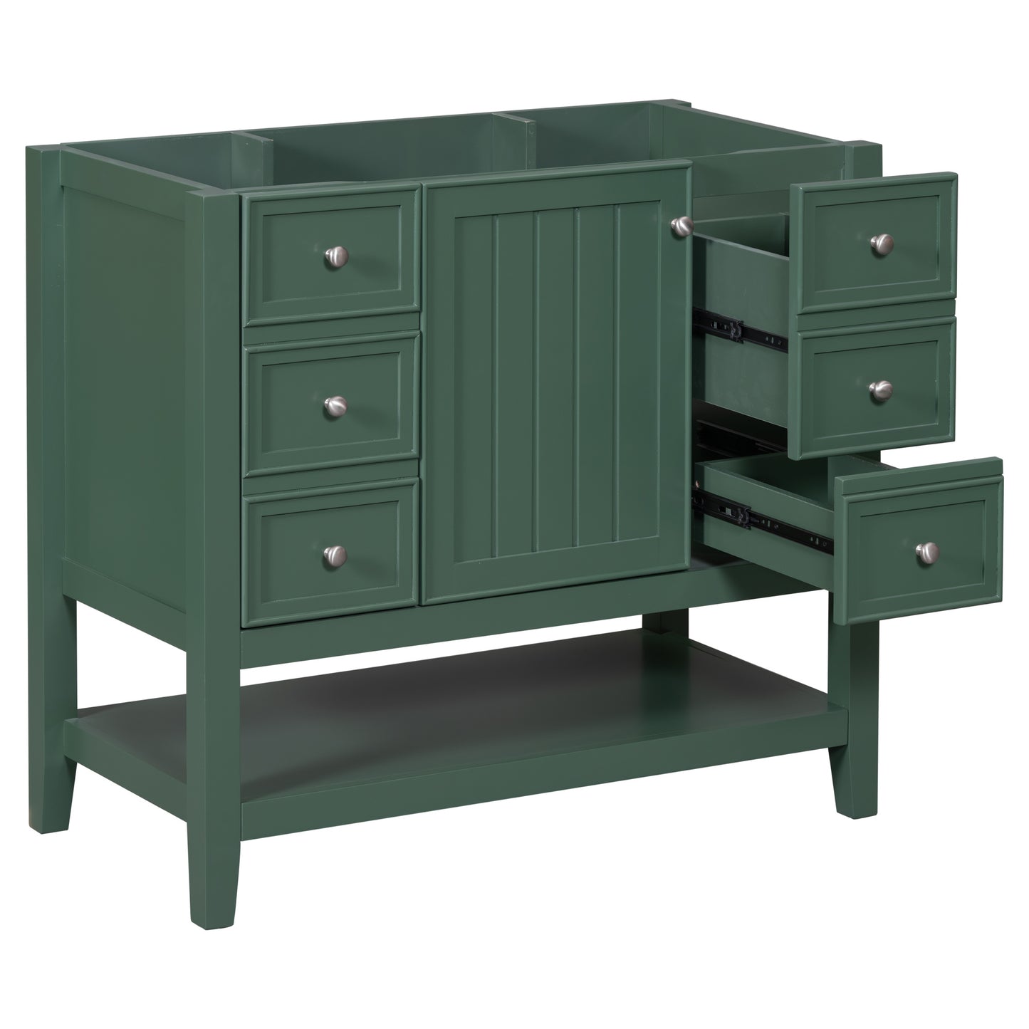 36" Bathroom Vanity, Cabinet Base Only, Three Drawers, Green