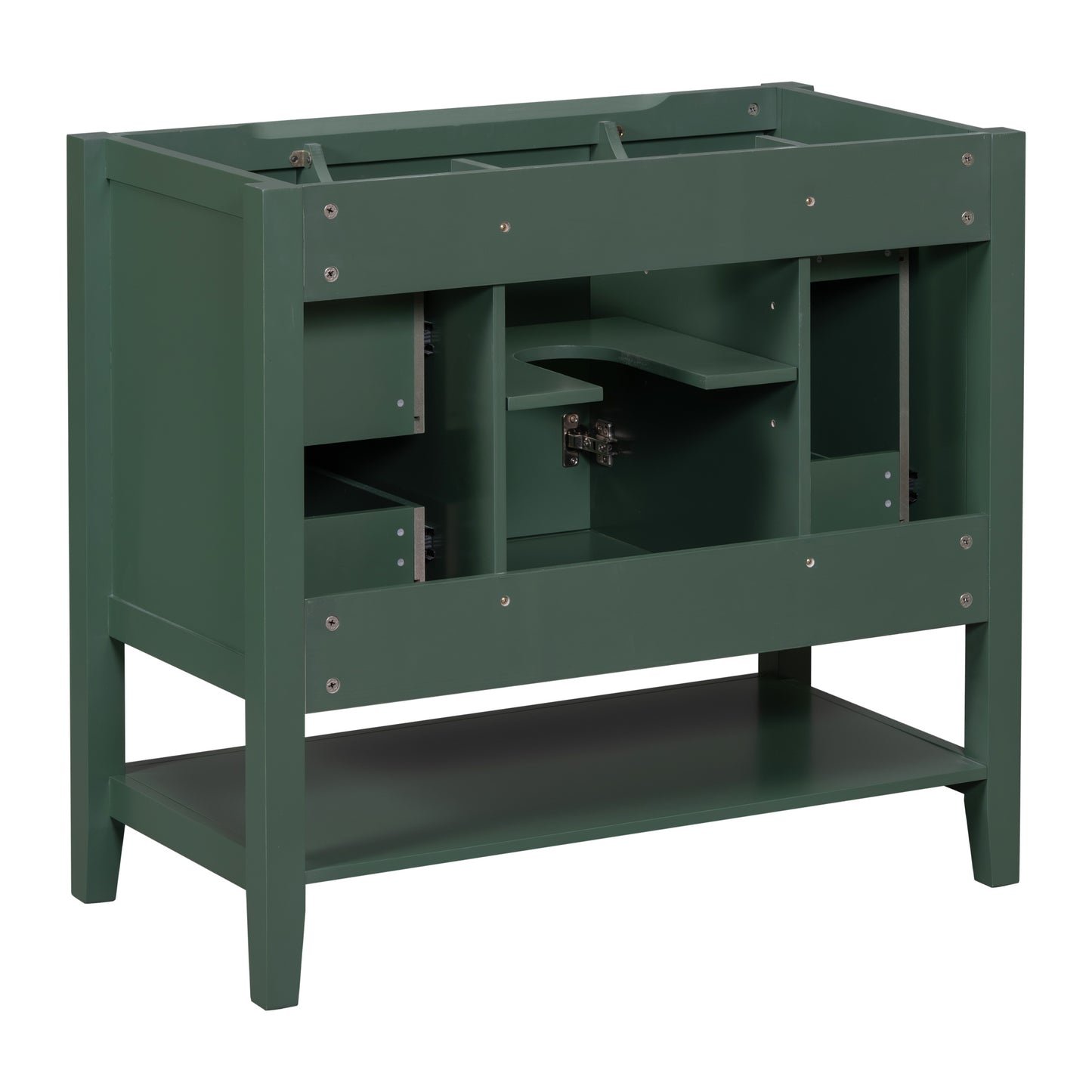 36" Bathroom Vanity, Cabinet Base Only, Three Drawers, Green