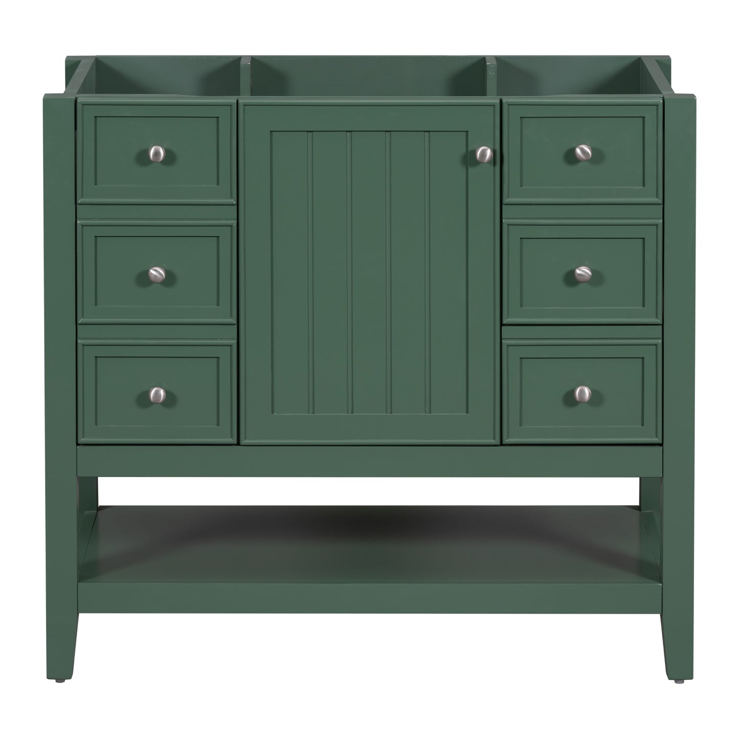36" Bathroom Vanity, Cabinet Base Only, Three Drawers, Green