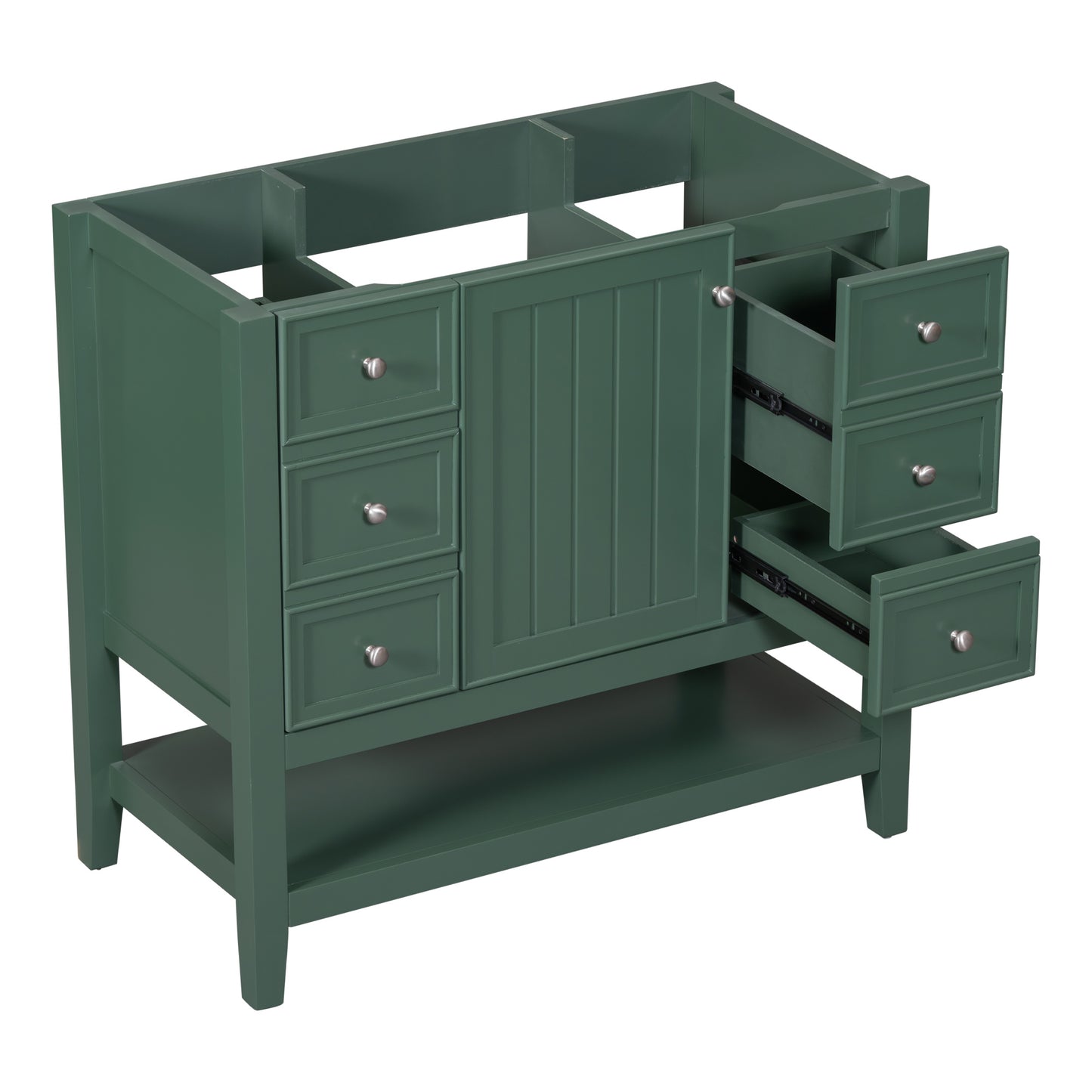 36" Bathroom Vanity, Cabinet Base Only, Three Drawers, Green