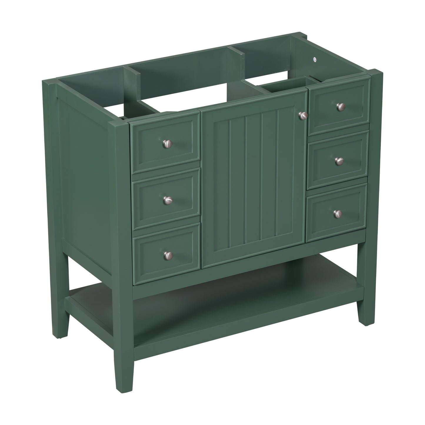 36" Bathroom Vanity, Cabinet Base Only, Three Drawers, Green