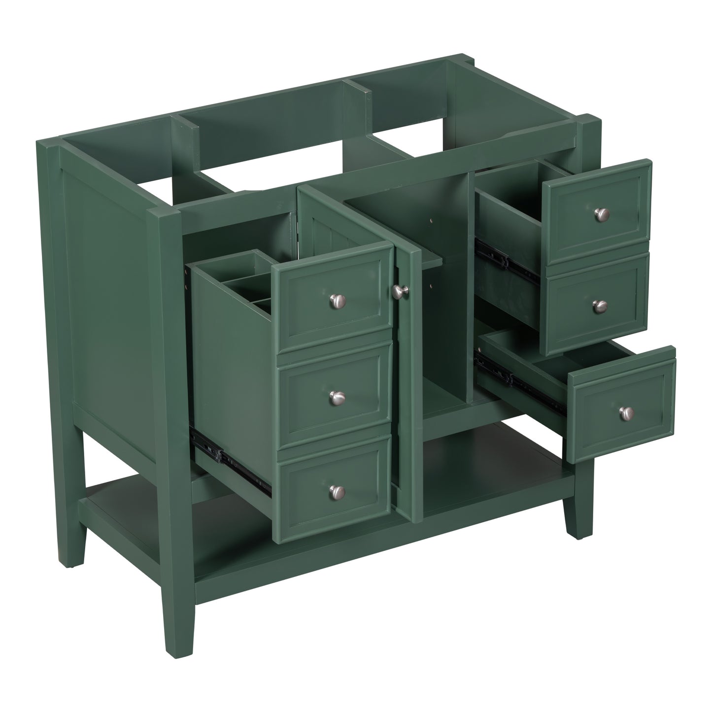 36" Bathroom Vanity, Cabinet Base Only, Three Drawers, Green