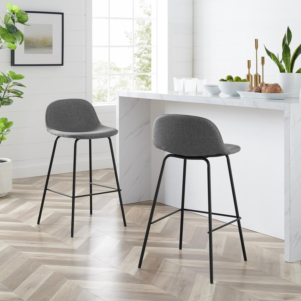 2Pc Counter Stool Set in Gray/ Matte Black