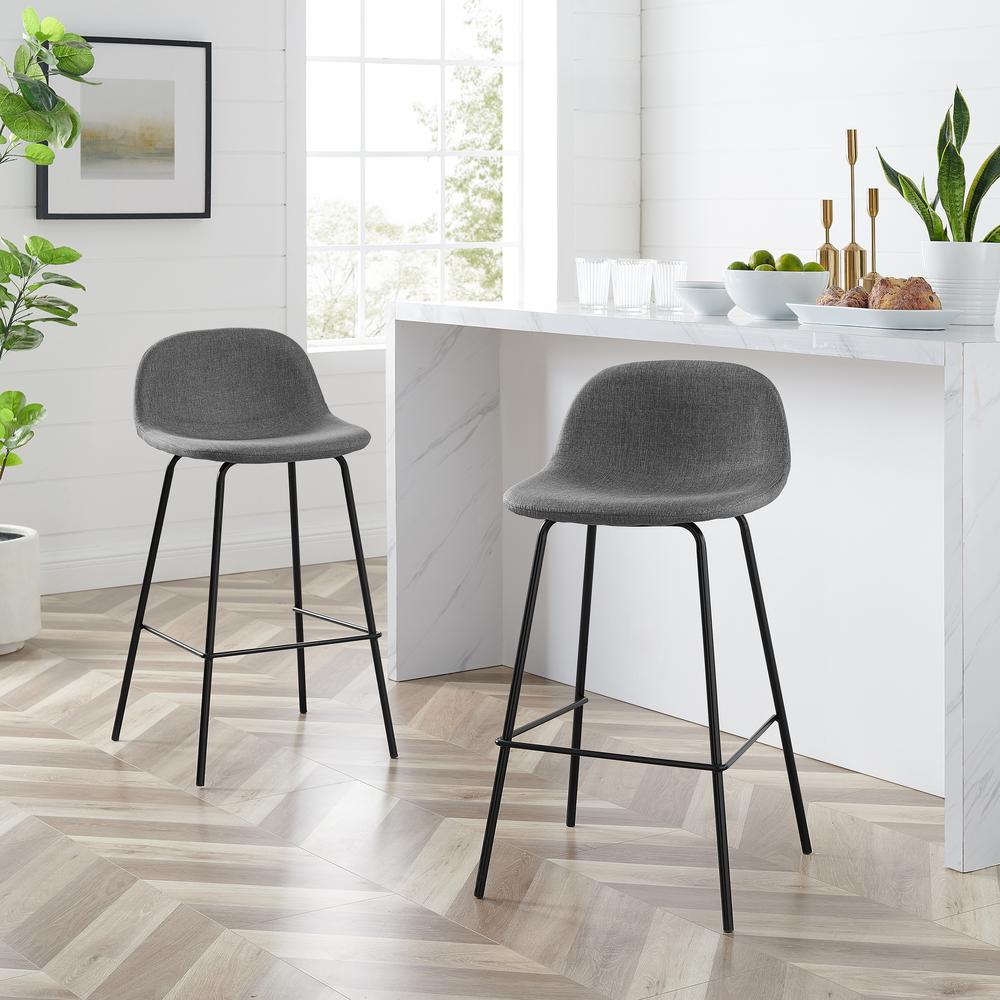 2Pc Counter Stool Set in Gray/ Matte Black