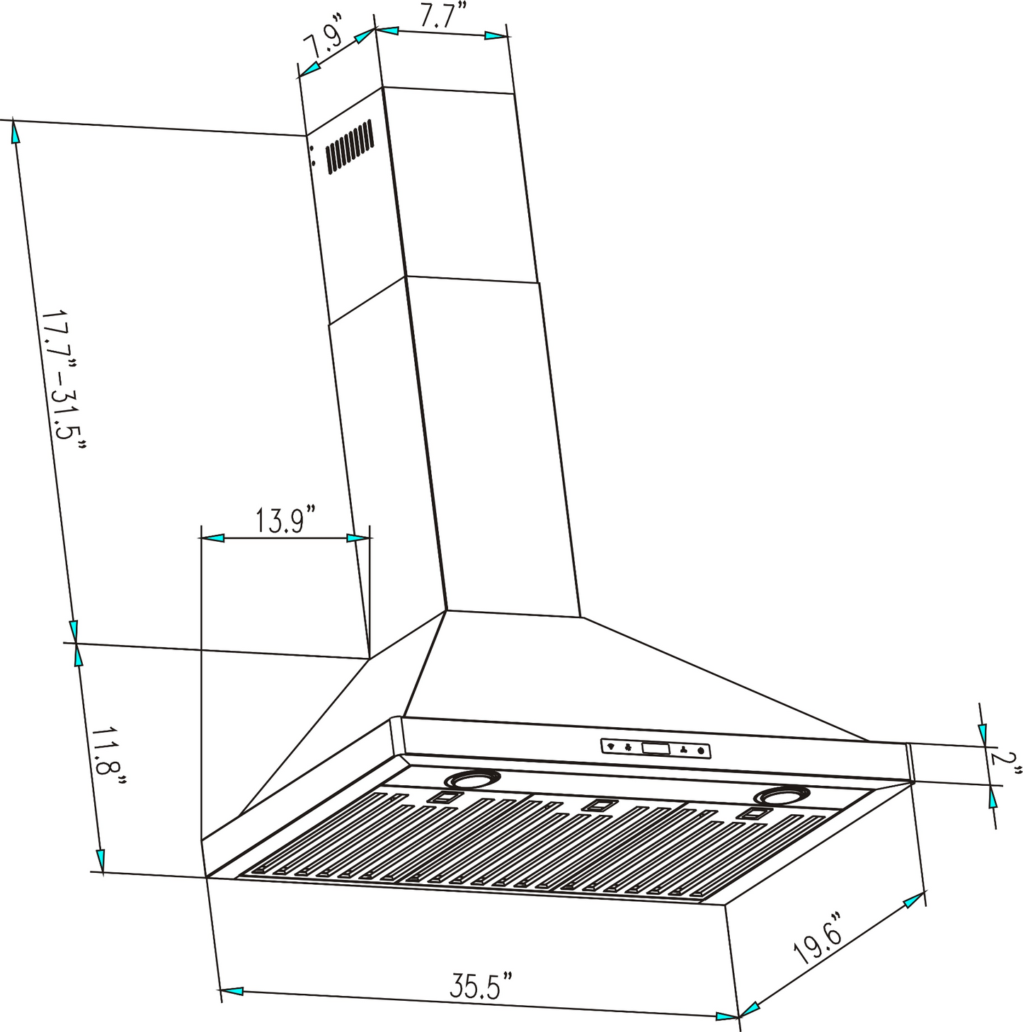 36RH04 36 in. 380 CFM Ducted Wall Mount Range Hood