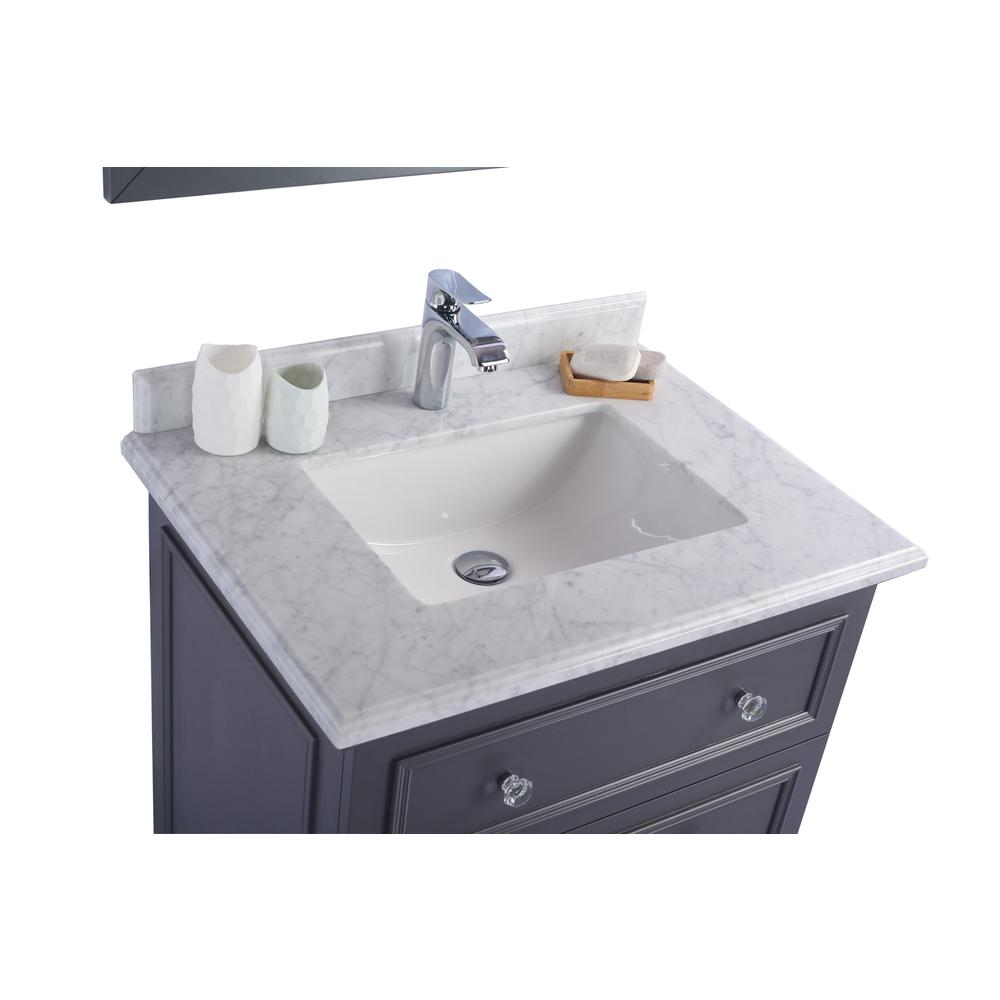 Luna - 30 - Maple Grey Cabinet + White Carrara Marble Countertop