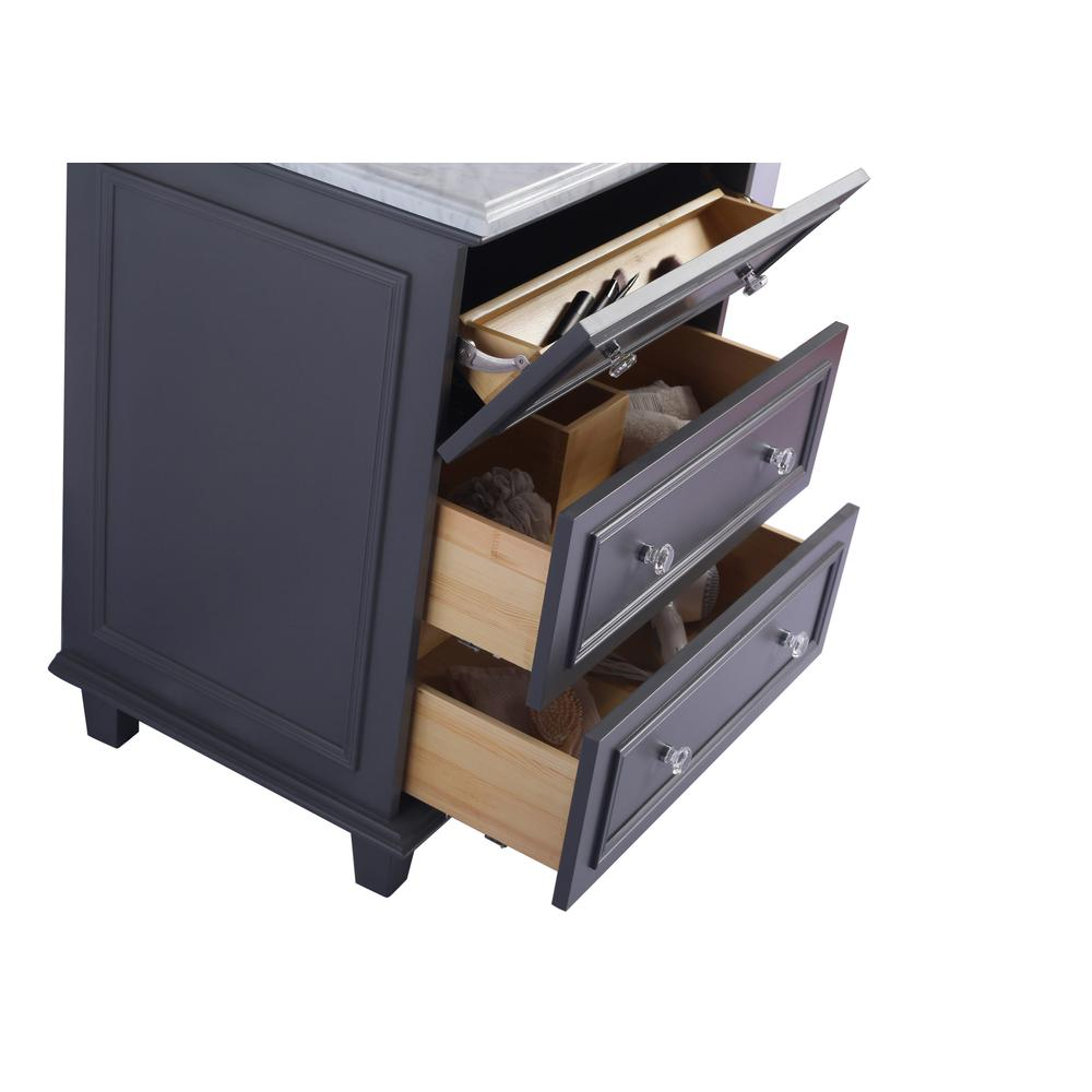 Luna - 30 - Maple Grey Cabinet + White Carrara Marble Countertop