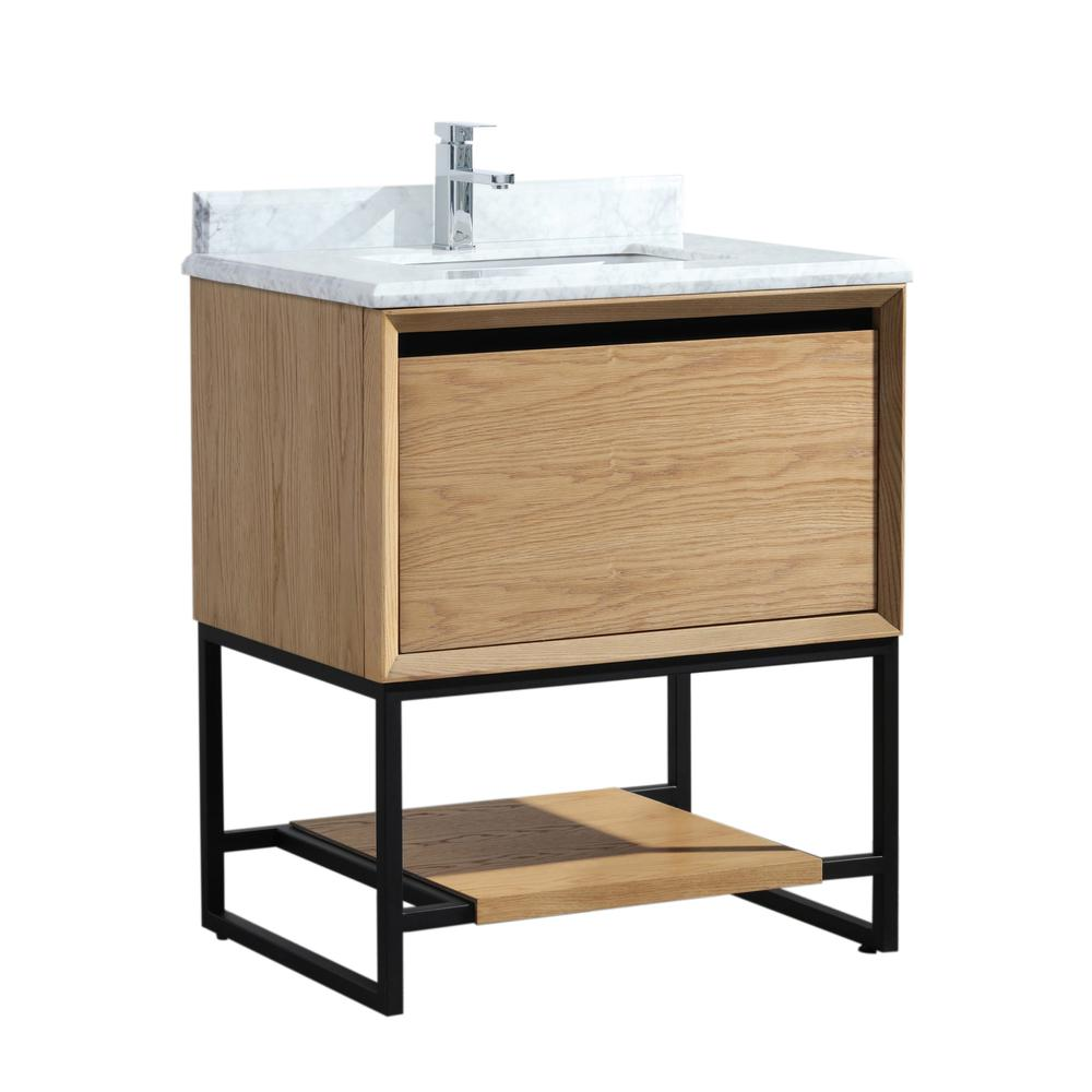 Alto 30 - California White Oak Cabinet + White Carrara Marble Countertop