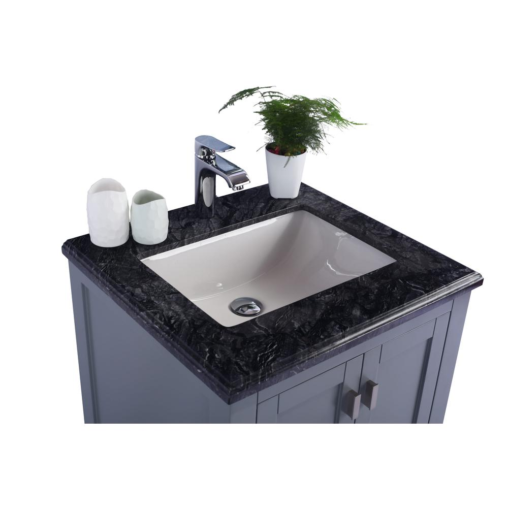 Wilson 24 - Grey Cabinet + Black Wood Marble Countertop