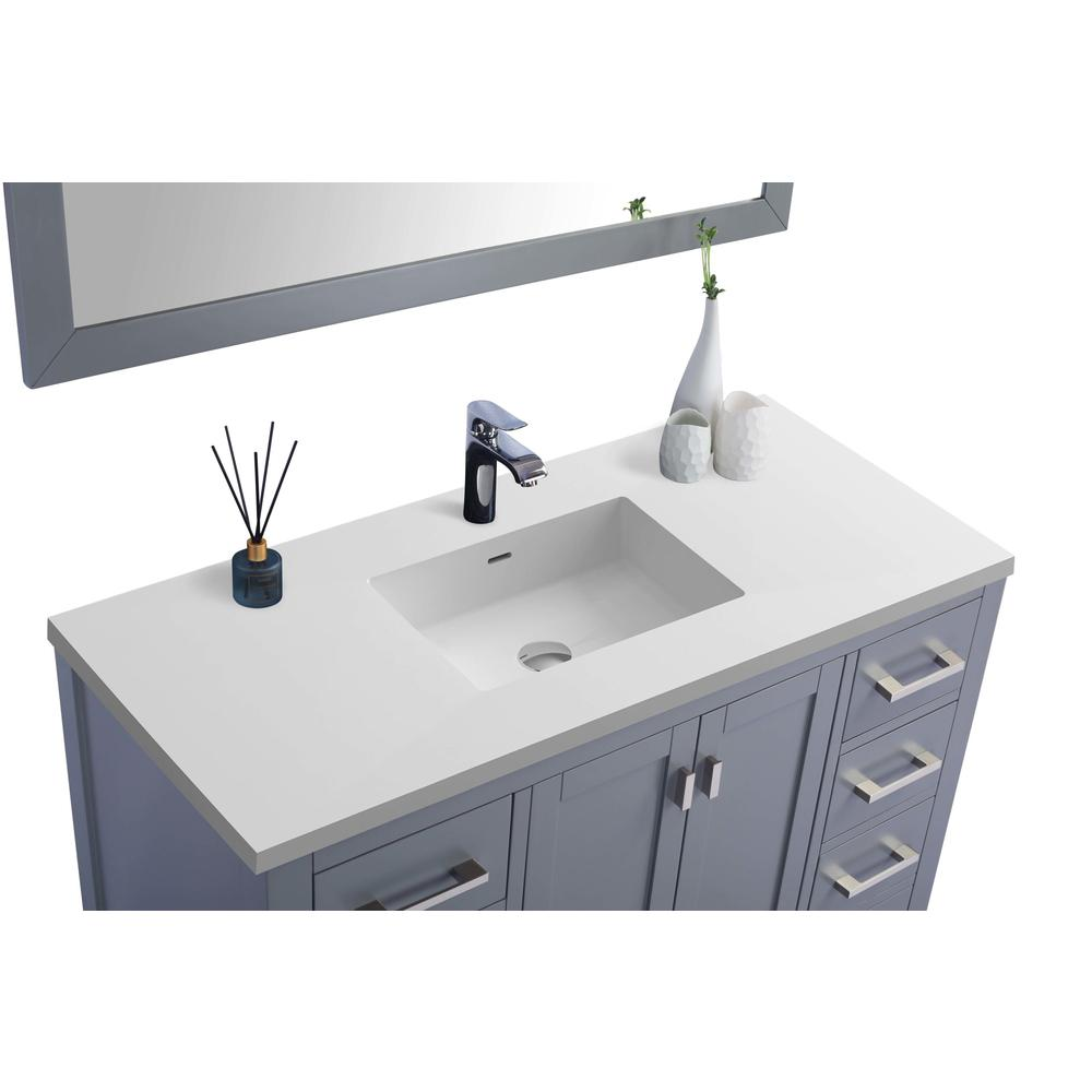 Wilson 48 - Grey Cabinet + Matte White VIVA Stone Solid Surface Countertop