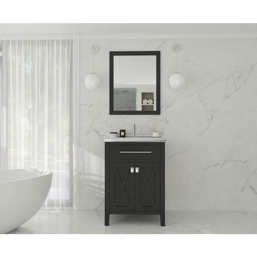 Wimbledon - 24 - Espresso Cabinet + White Stripes Marble Countertop