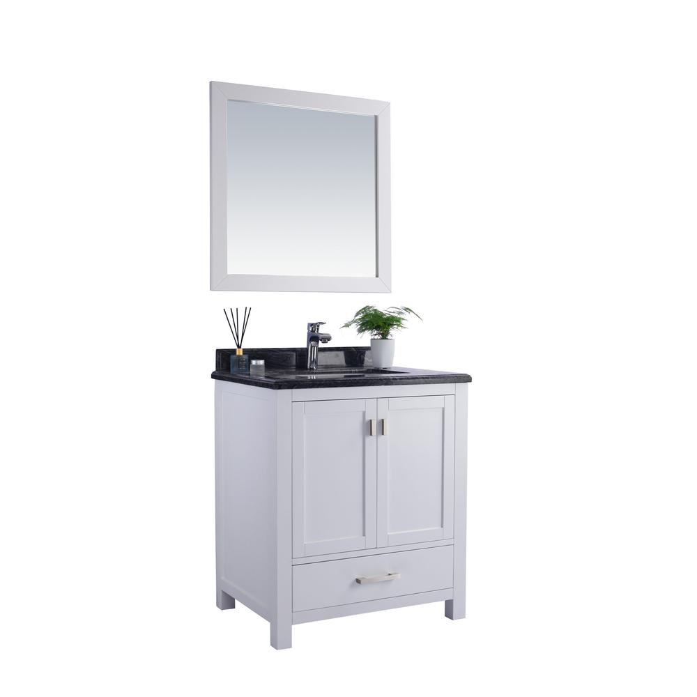 Wilson 30 - White Cabinet + Black Wood Marble Countertop