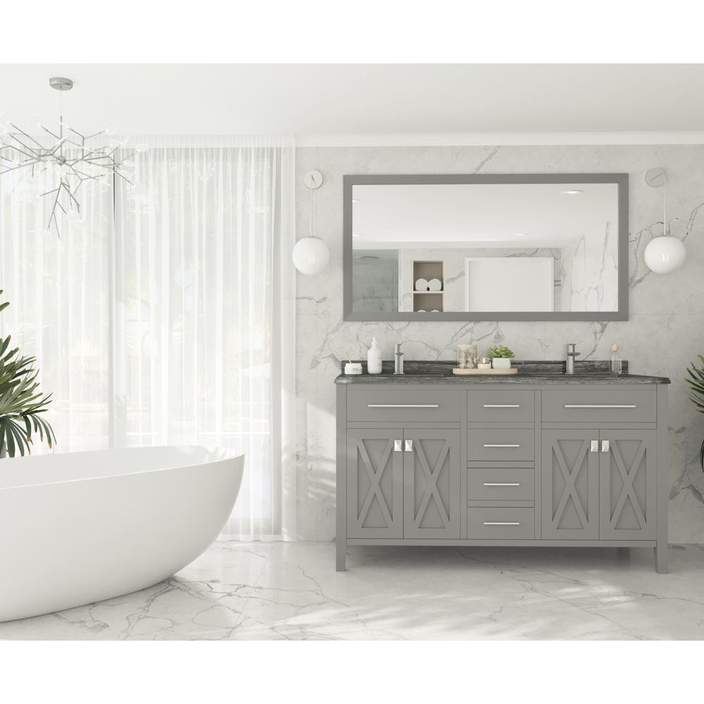 Wimbledon - 60 - Grey Cabinet + Black Wood Marble Countertop