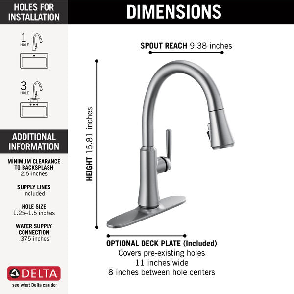 Coranto™ Single Handle Pull Down Kitchen Faucet In Arctic Stainless