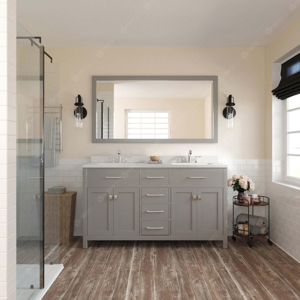 Caroline 60" Double Bath Vanity in Gray with Quartz Top and Sinks MD-2060-DWQSQ-CG-NM
