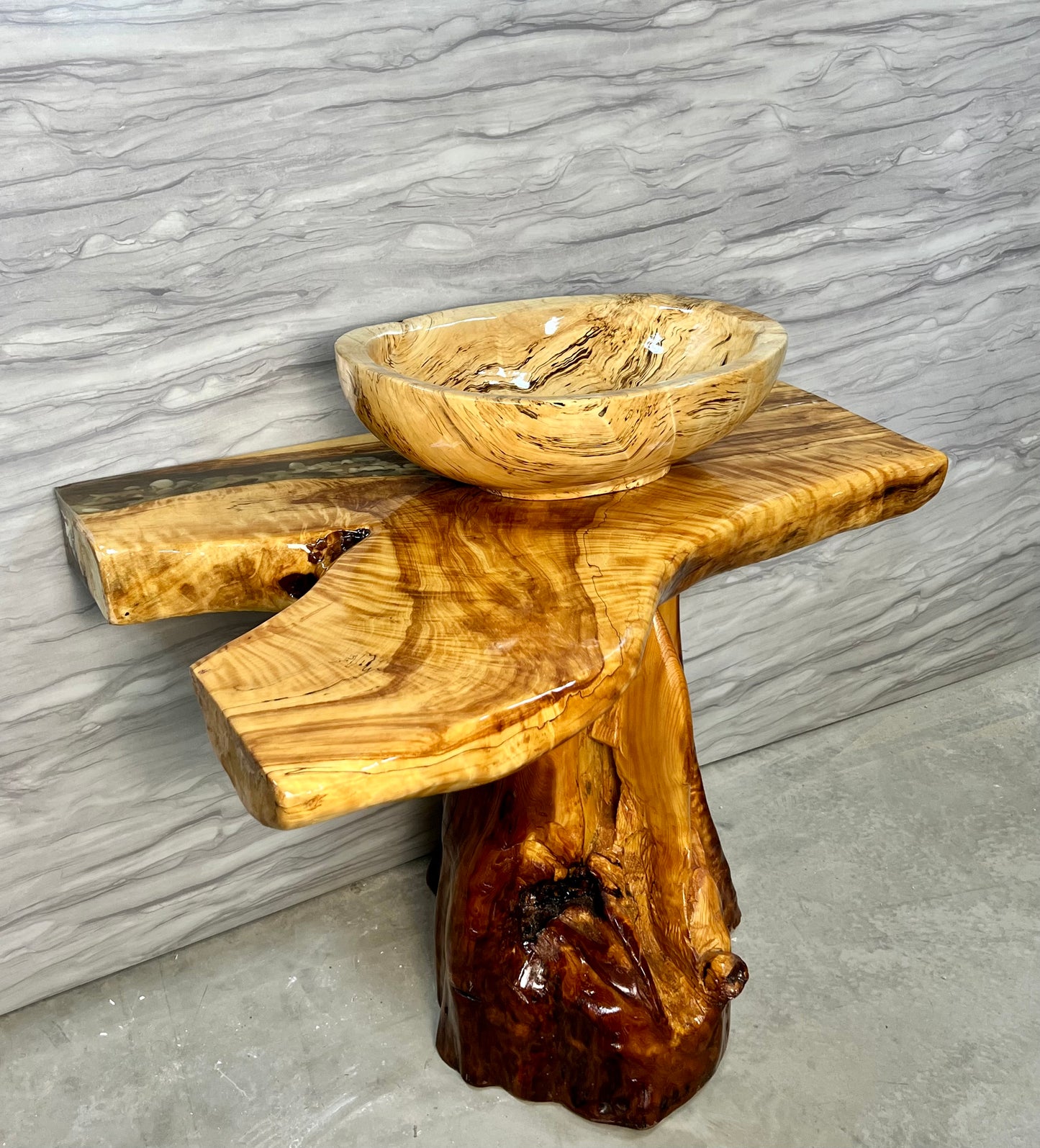 Alaskan Birch Burl Pedestal Vanity with Sink
