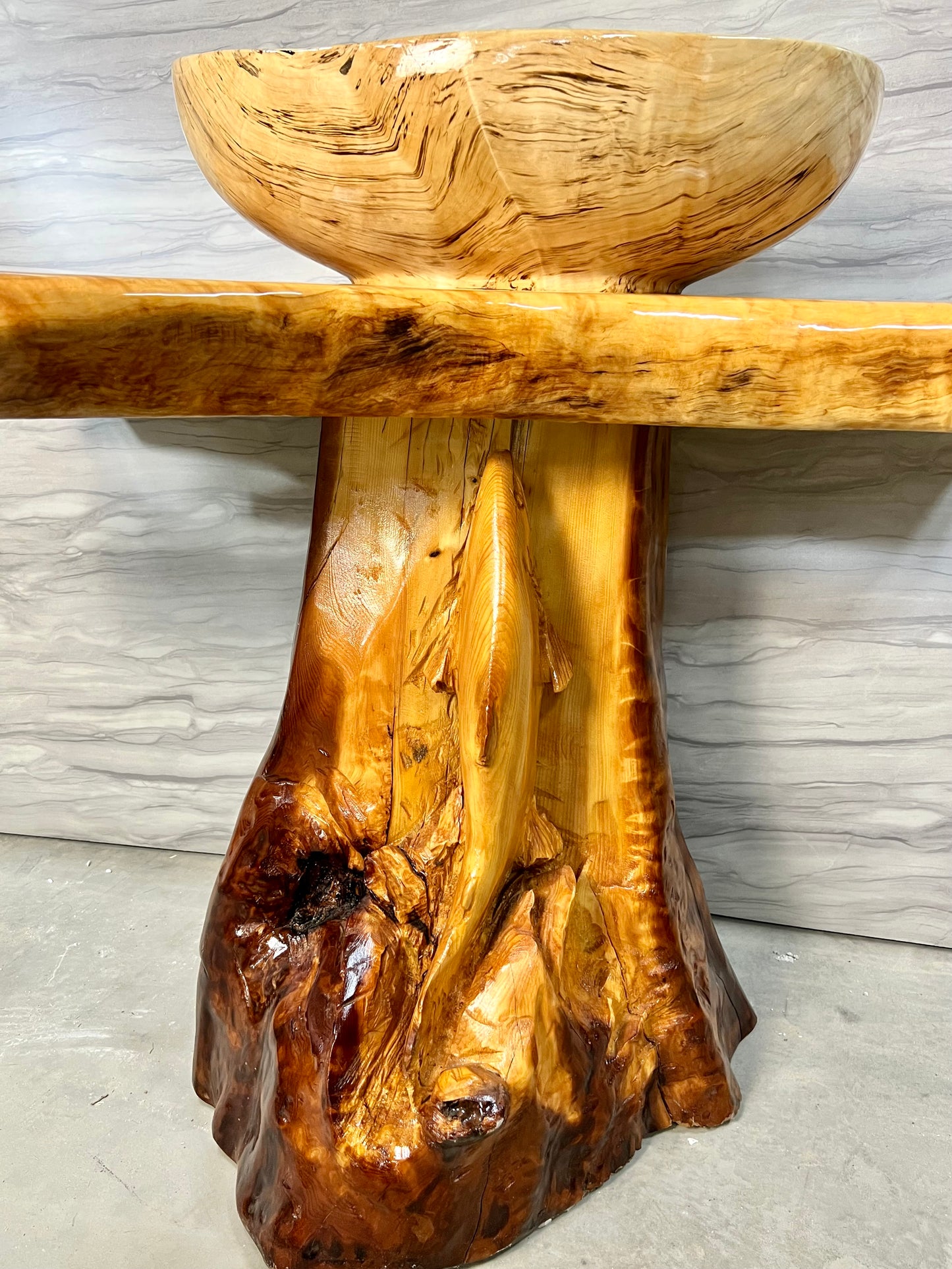 Alaskan Birch Burl Pedestal Vanity with Sink