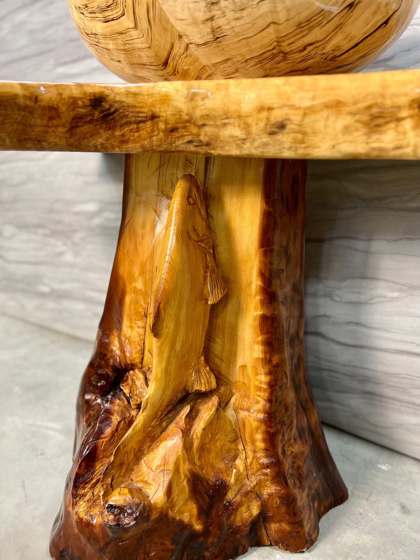 Alaskan Birch Burl Pedestal Vanity with Sink