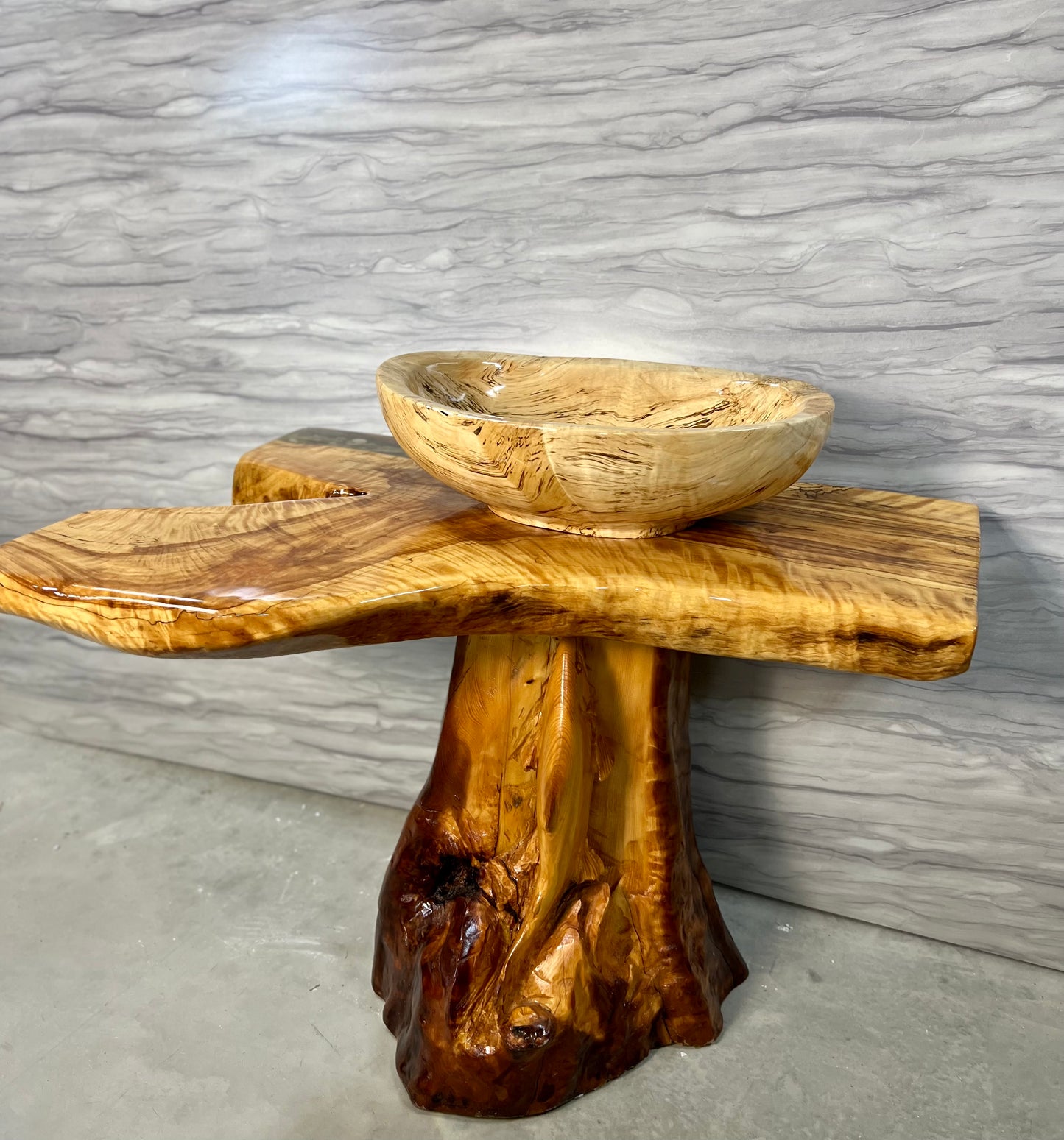Alaskan Birch Burl Pedestal Vanity with Sink