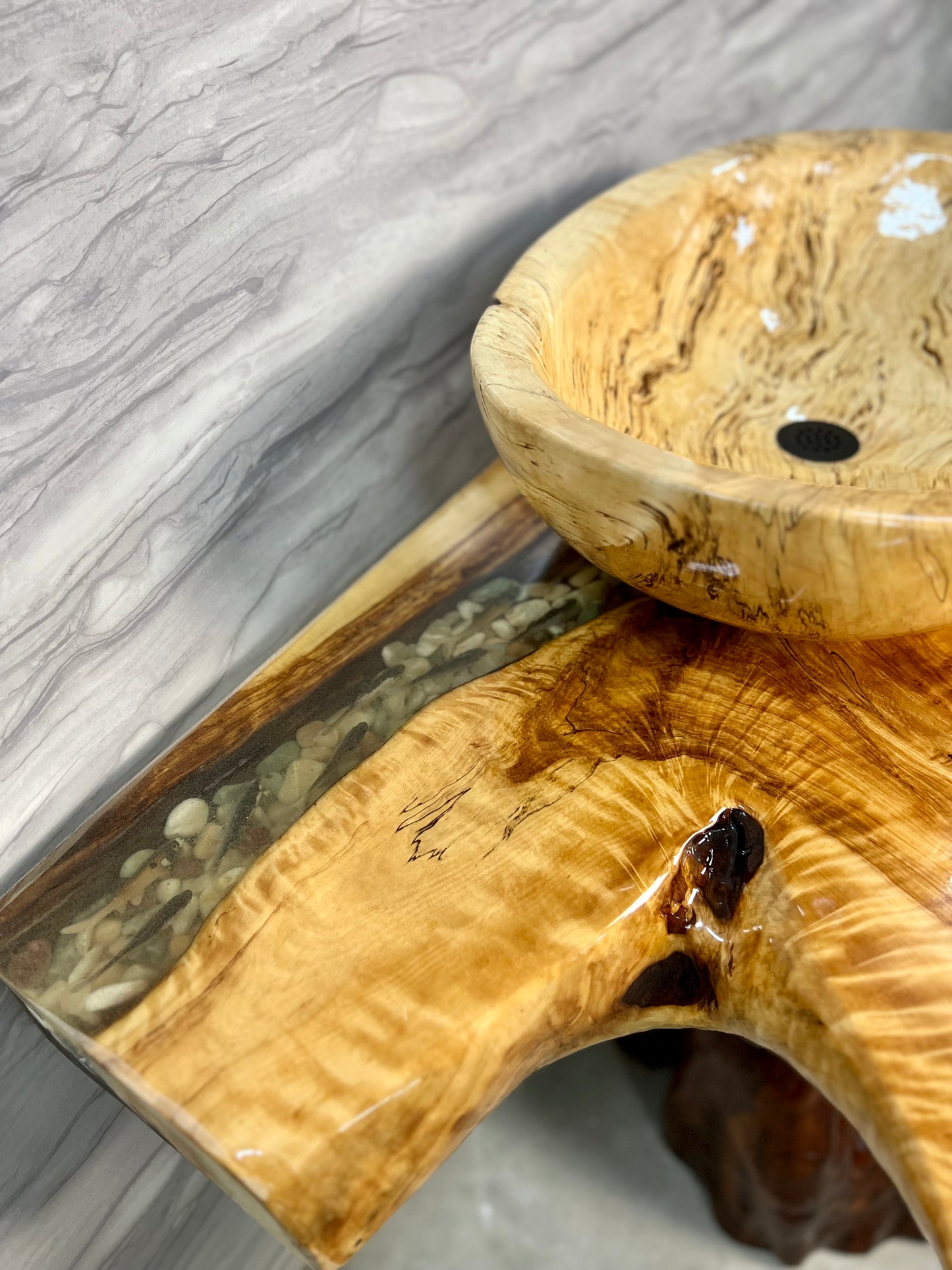 Alaskan Birch Burl Pedestal Vanity with Sink