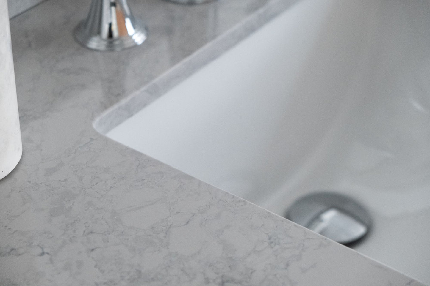 37 " bathroom stone vanity top calacatta gray engineered marble color with undermount ceramic sink and 3 faucet hole with backsplash