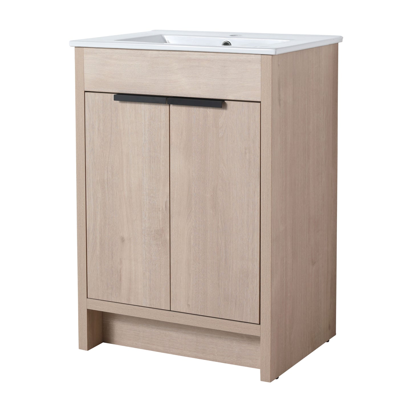 Freestanding Bathroom Vanity, White Ceramic Sink with 2 Soft-Close Cabinet Doors
