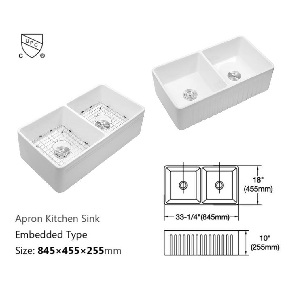 Farmhouse Kitchen Sink White Fireclay Apron Front Sink