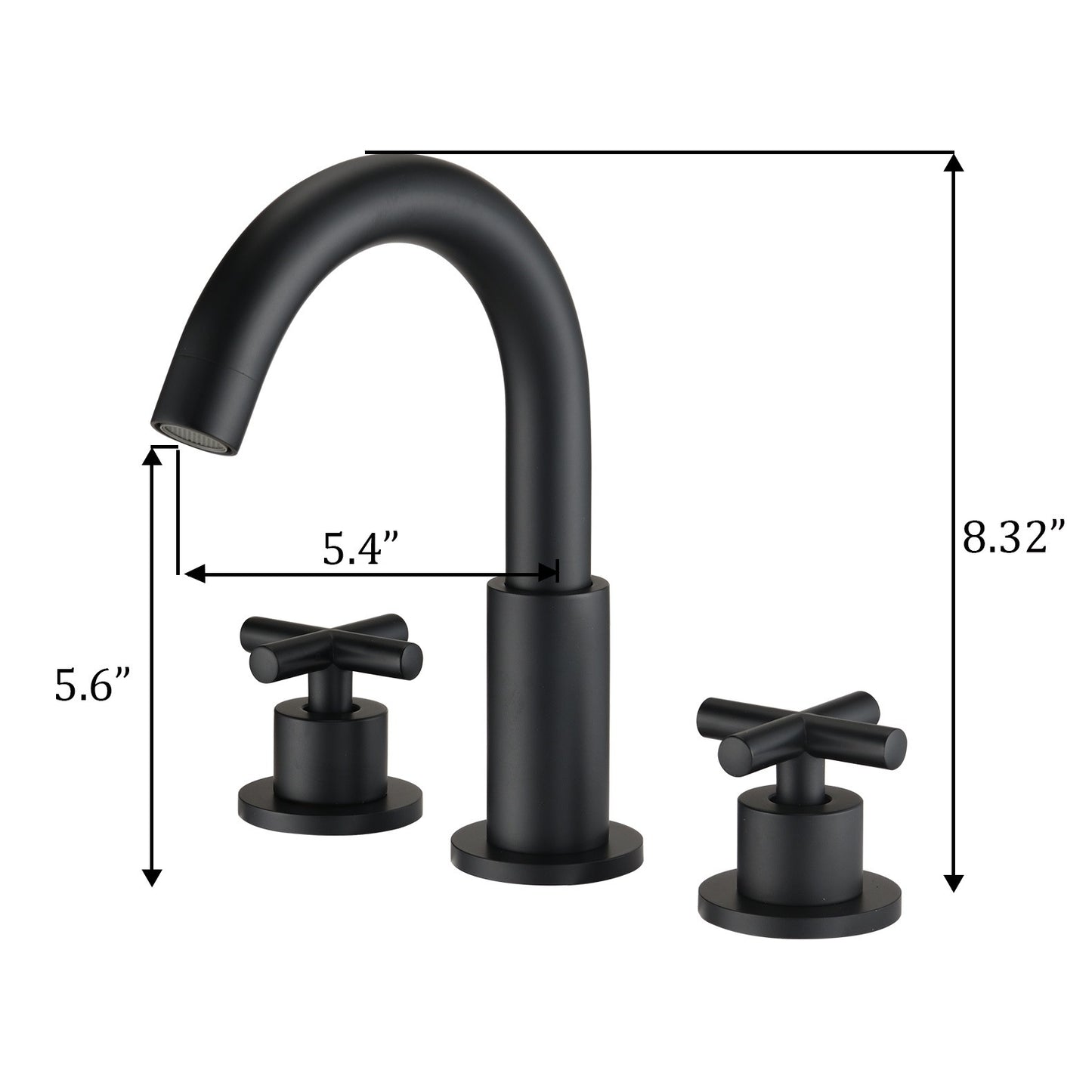 Matte Black Two Handle Widespread Bathroom Sink Faucet