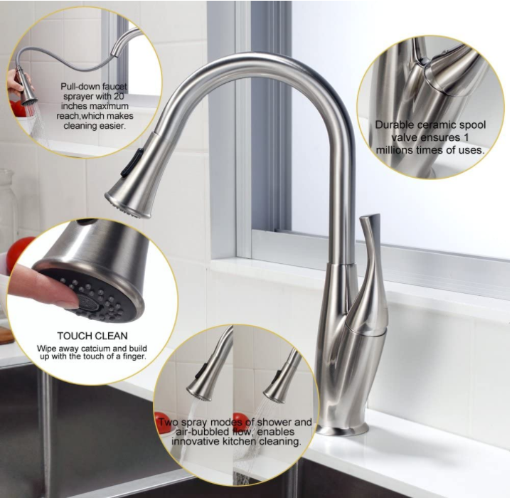 Lordear Single Handle Kitchen Faucet Single Hole Kitchen Sink Faucet