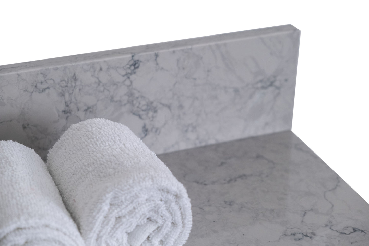 31 inches bathroom stone vanity top calacatta gray engineered marble color with undermount ceramic sink and single faucet hole with backsplash