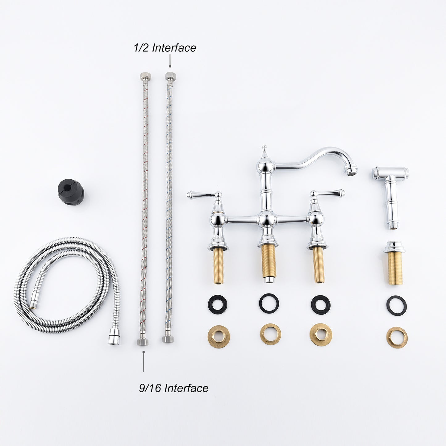 Bridge Dual Handle Kitchen Faucet with Side Sprayer