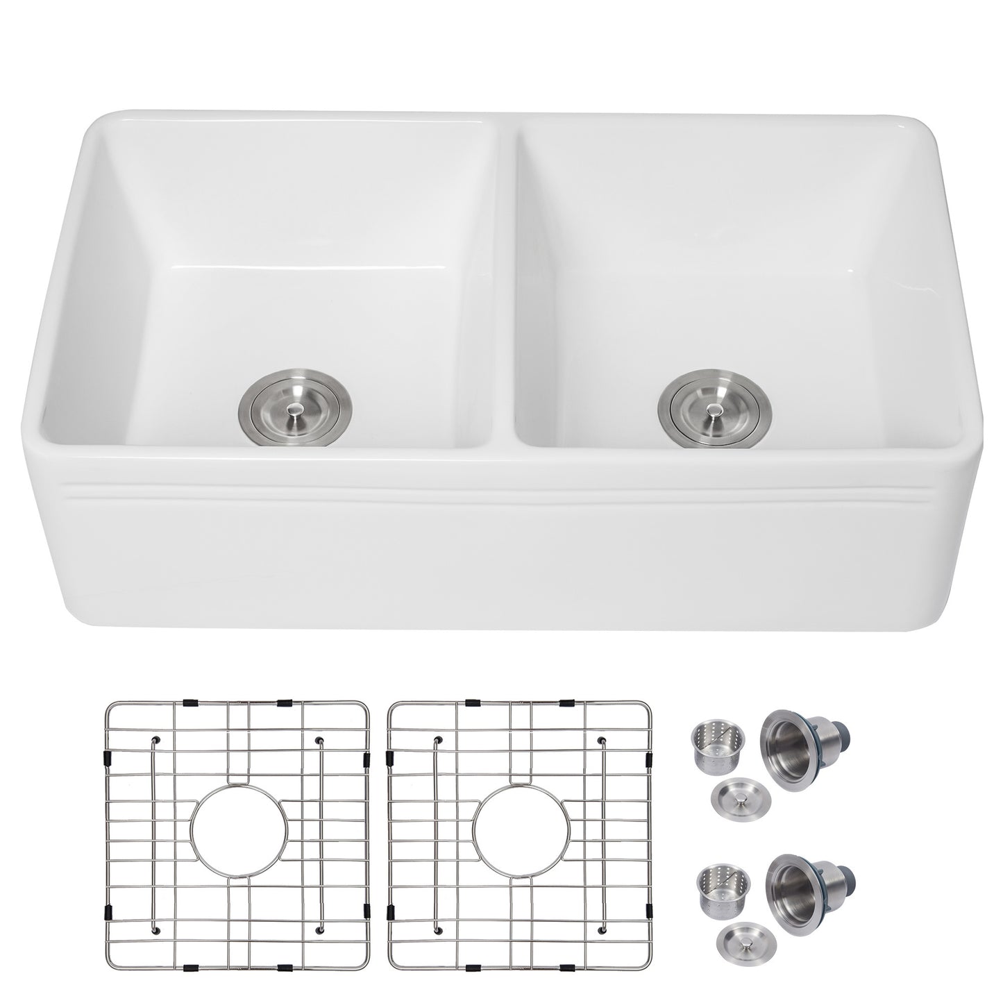 Farmhouse Kitchen Sink White Fireclay Apron Front Sink