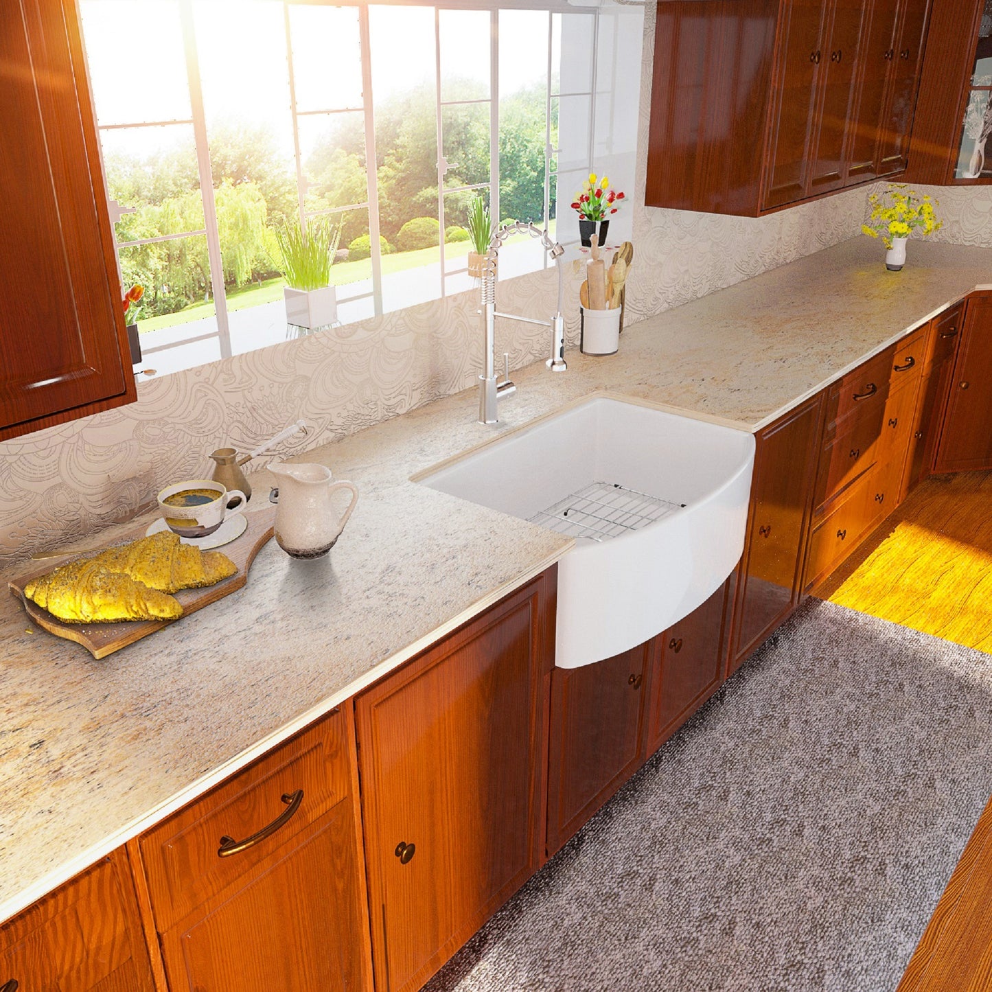 Farmhouse Kitchen Sink White Fireclay Apron Front Sink