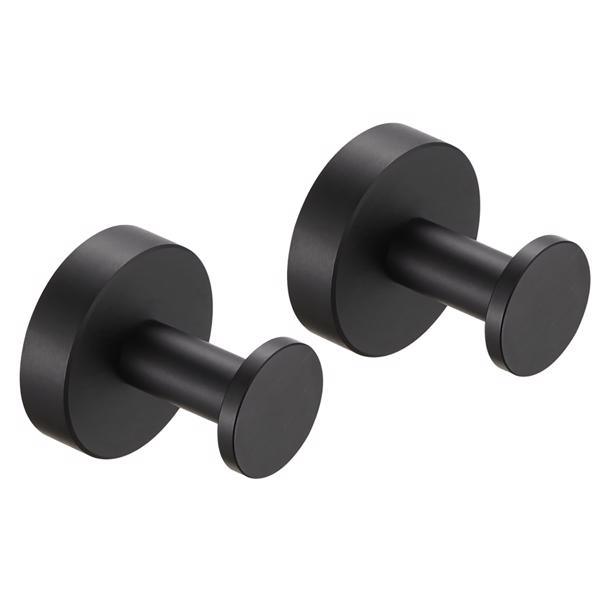 Round Base - Matte Black Towel Hook; 2 Pack; for Entry Shoe Cabinet; Wardrobe Bathroom Bedroom Furniture Hardware