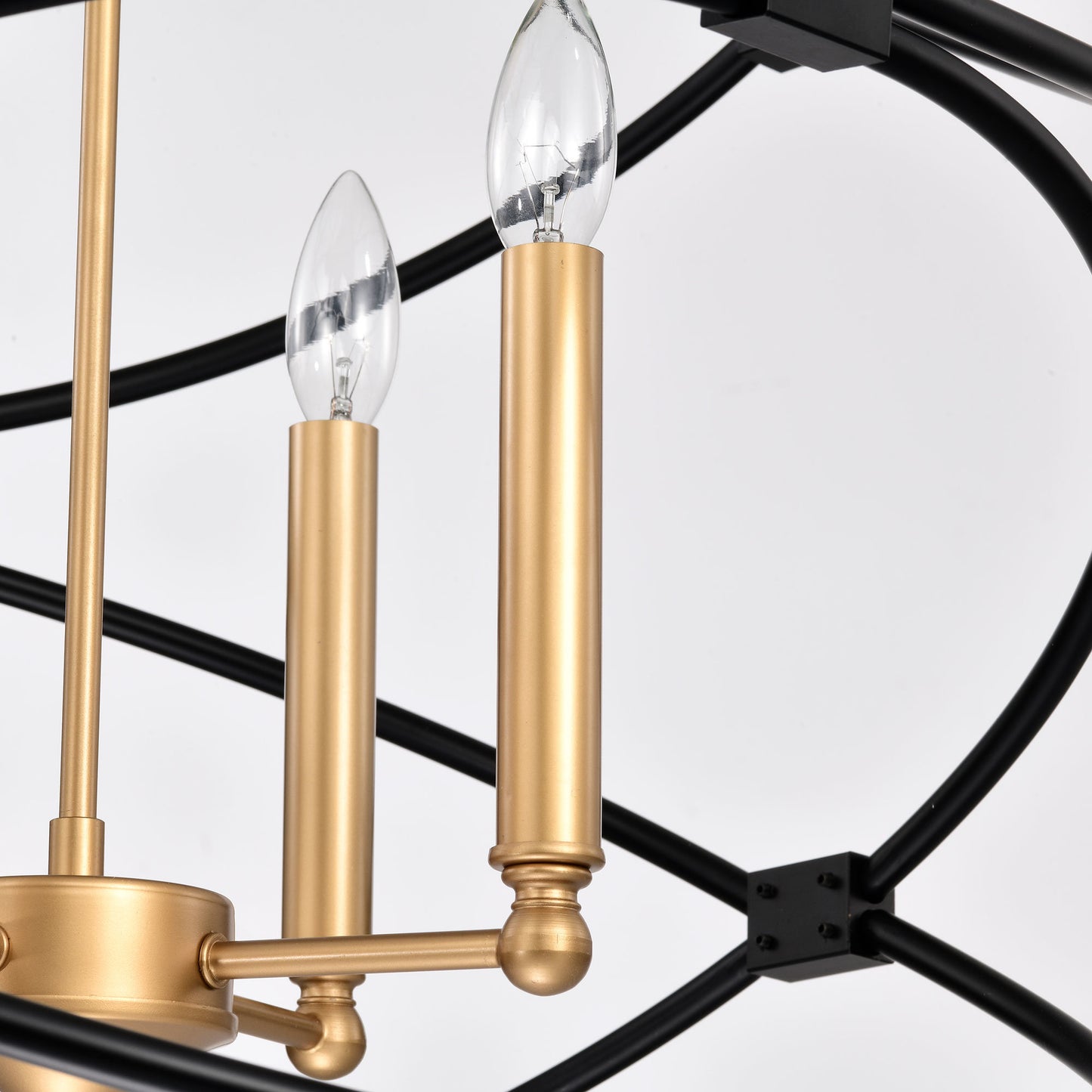 Transitional Gold/Matte Black Metal Chandelier Fixture; 8 lights ; 2-Tier-Candle Ceiling Light