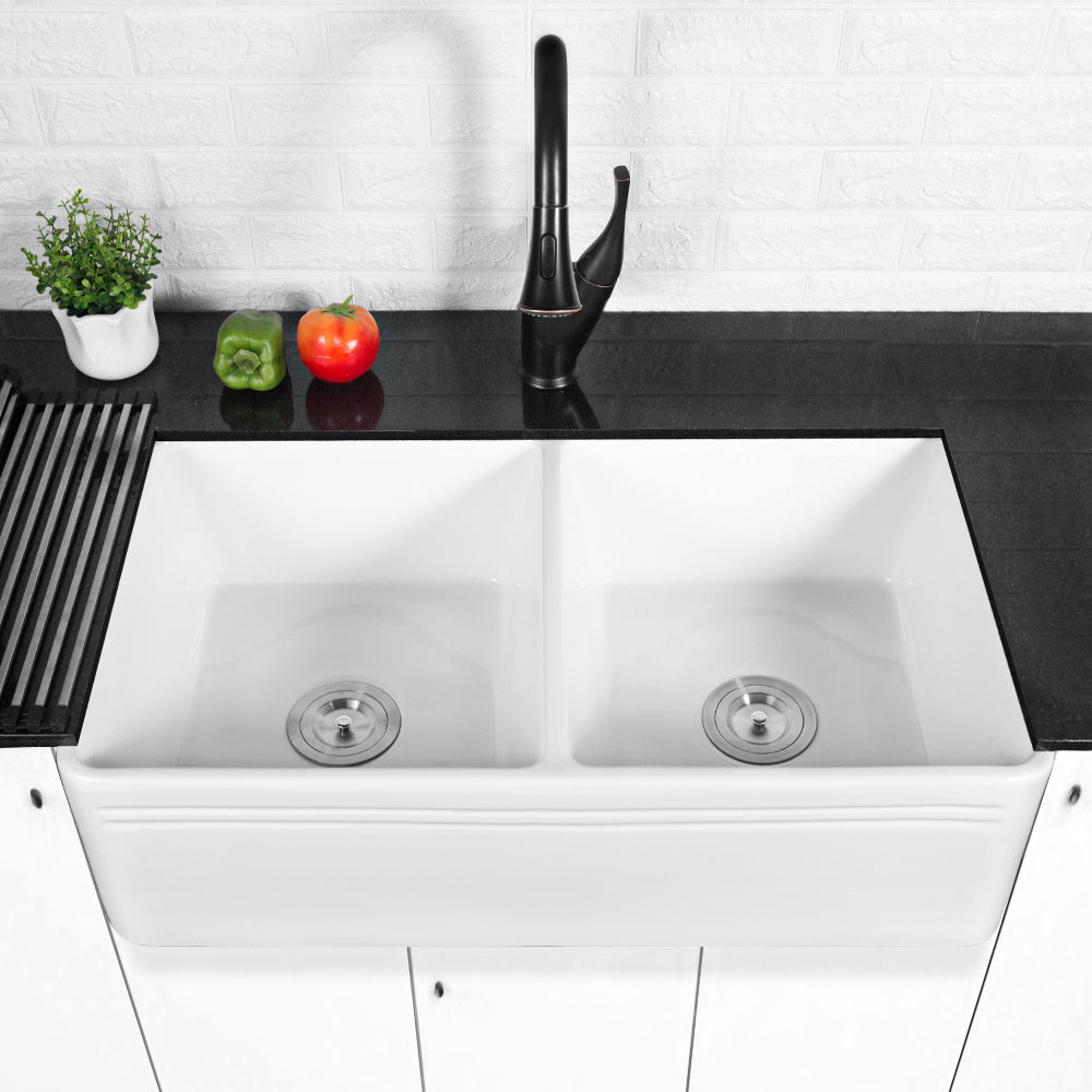Farmhouse Kitchen Sink White Fireclay Apron Front Sink