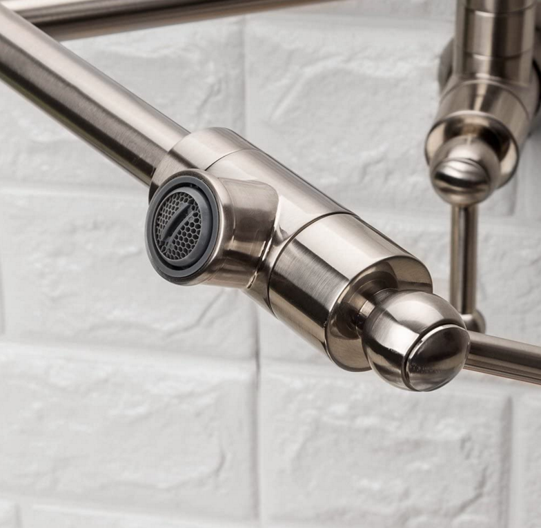 Lordear Wall Mount Kitchen Faucets Stainless Steel Folding Stretchable Double Joint Swing Arm