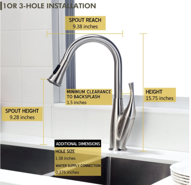 Lordear Single Handle Kitchen Faucet Single Hole Kitchen Sink Faucet