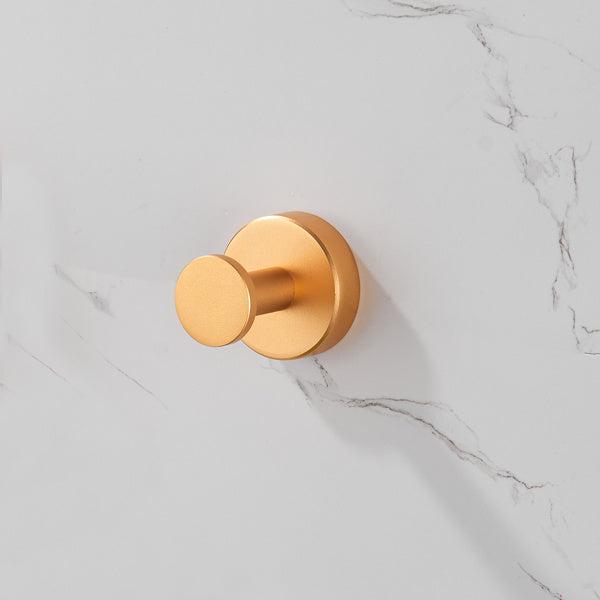 Round Base Wall Hanging Towel Hook with Screws- Brushed Gold Coat Hook; 2 Pack; for Entry Shoe Cabinet; Wardrobe Bathroom Bedroom Furniture Hardware