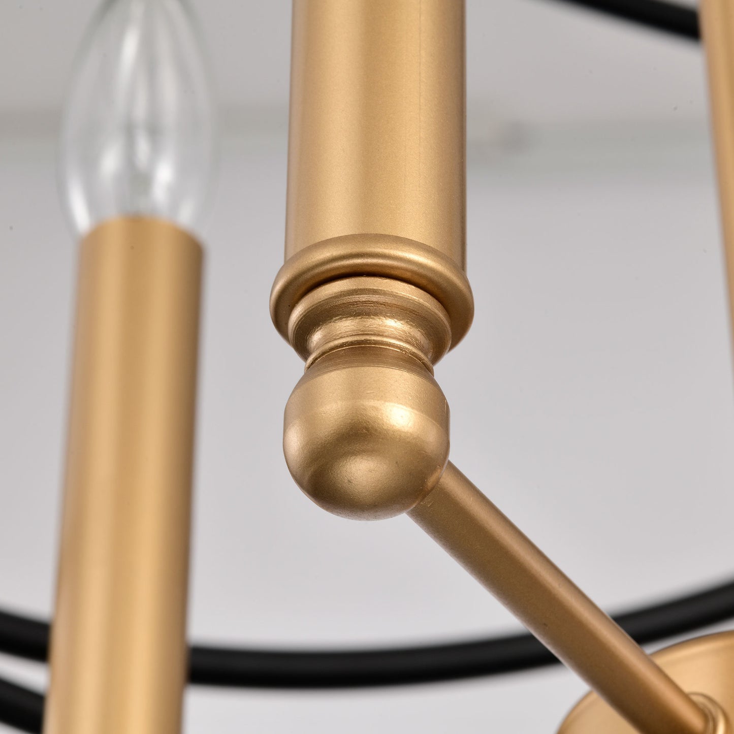 Transitional Gold/Matte Black Metal Chandelier Fixture; 8 lights ; 2-Tier-Candle Ceiling Light