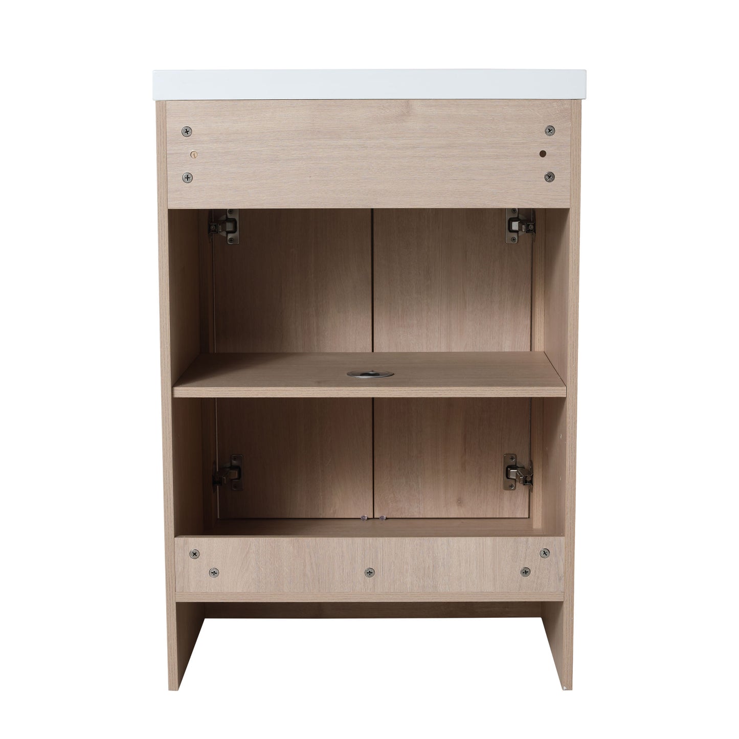 Freestanding Bathroom Vanity, White Ceramic Sink with 2 Soft-Close Cabinet Doors