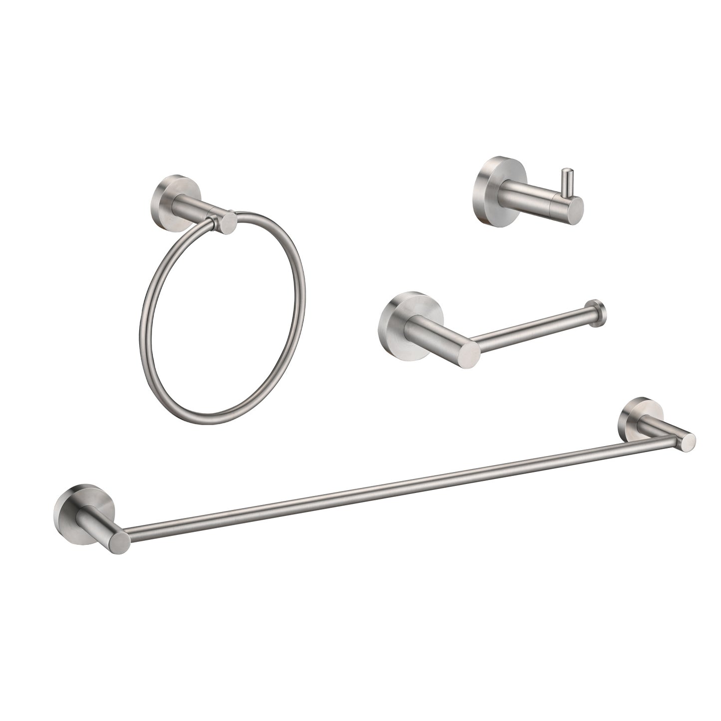 Brushed Nickel Bathroom Towel and Hardware Set 4 Pieces