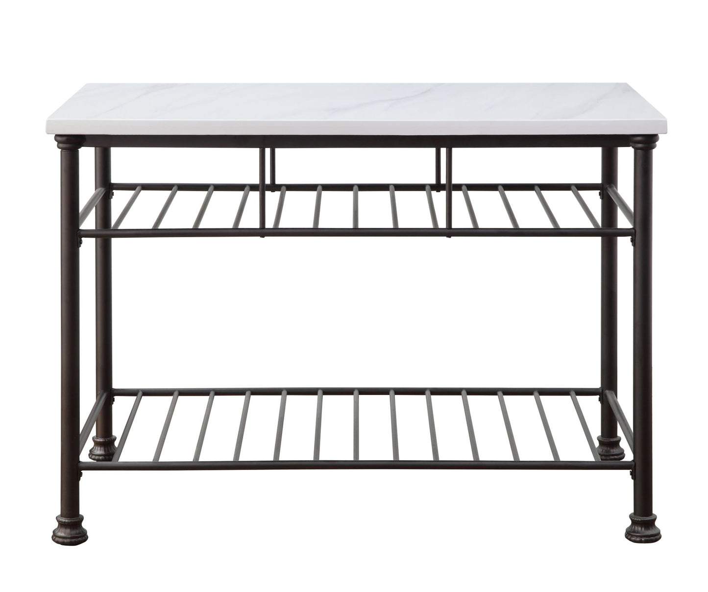 Kitchen Island; White Cultured Stone & Gray Finish YF