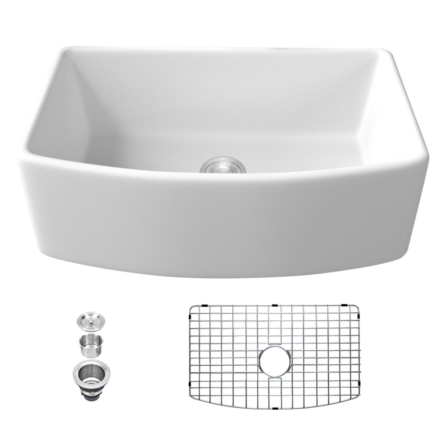 Farmhouse Kitchen Sink White Fireclay Apron Front Sink