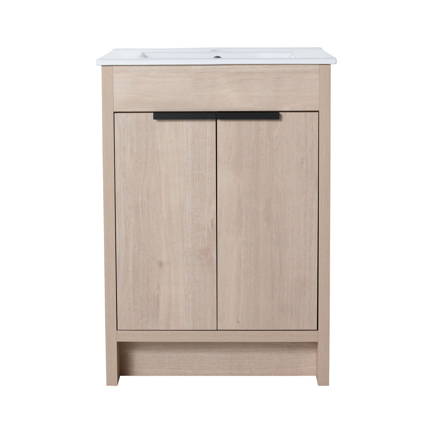 Freestanding Bathroom Vanity, White Ceramic Sink with 2 Soft-Close Cabinet Doors