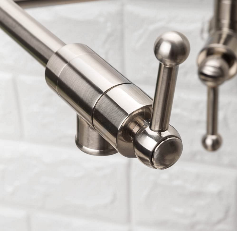 Lordear Wall Mount Kitchen Faucets Stainless Steel Folding Stretchable Double Joint Swing Arm