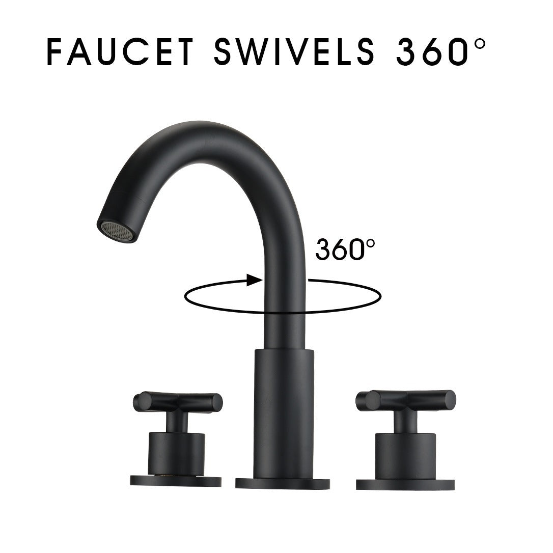 Matte Black Two Handle Widespread Bathroom Sink Faucet