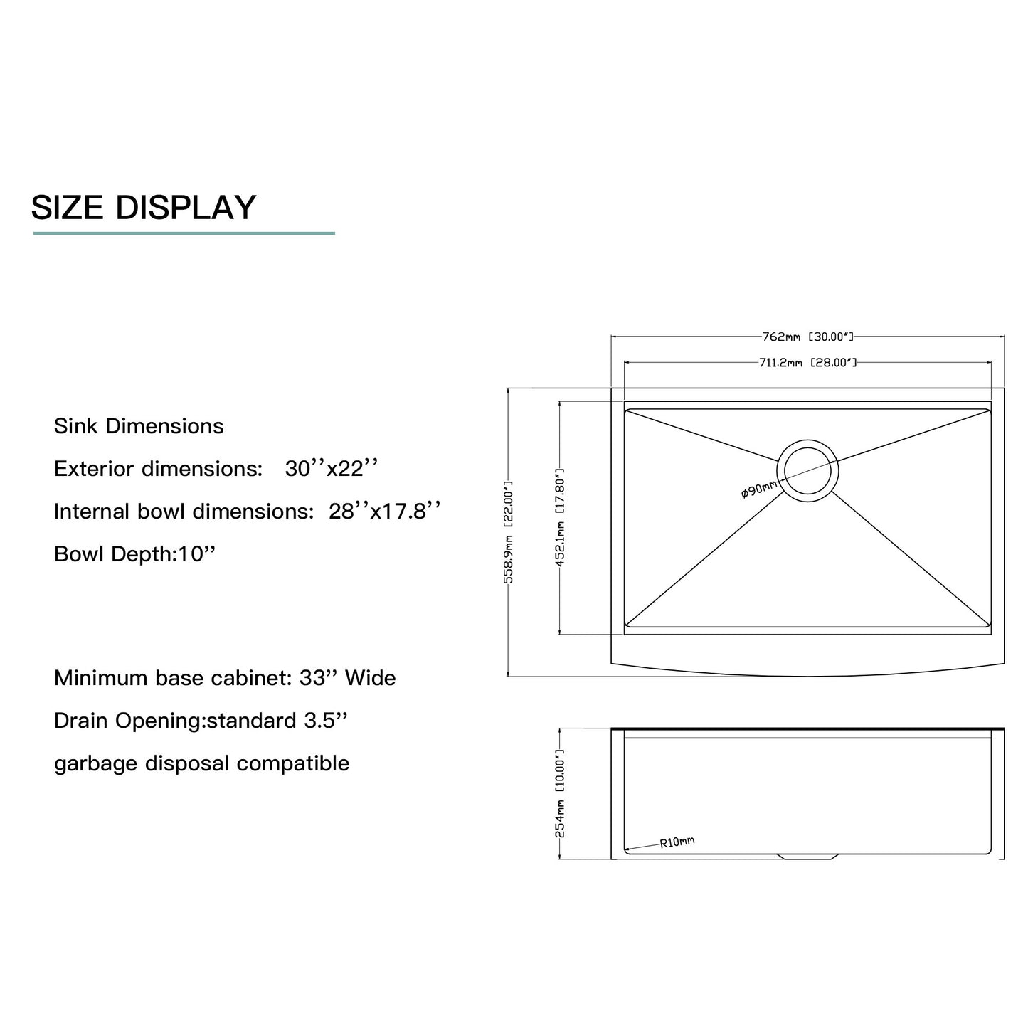 30" Gun Metal Black Farmhouse Workstation Sink