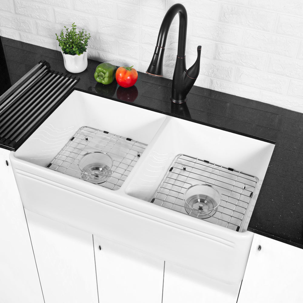Farmhouse Kitchen Sink White Fireclay Apron Front Sink